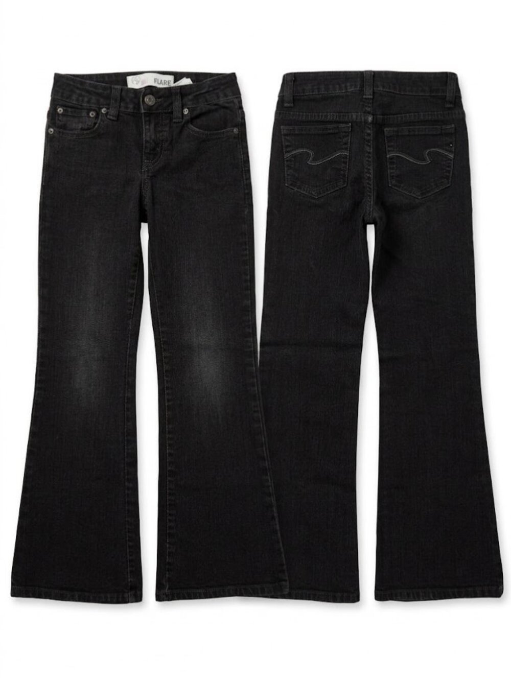 Faded Glory Girls Black Stretch Flare Jeans Size 8 Slim